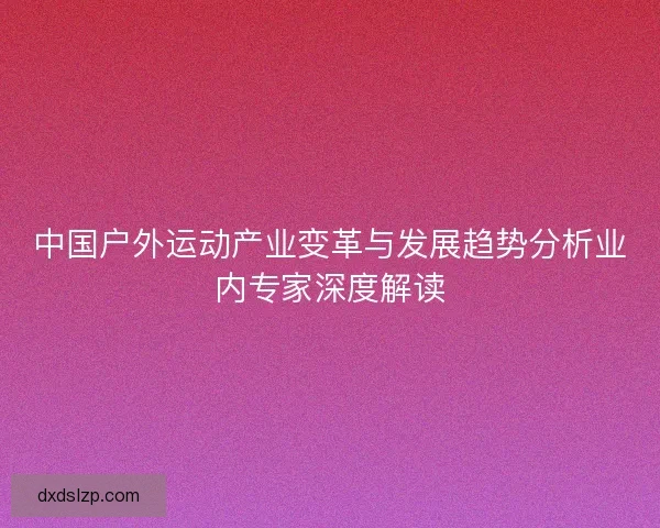中国户外运动产业变革与发展趋势分析业内专家深度解读